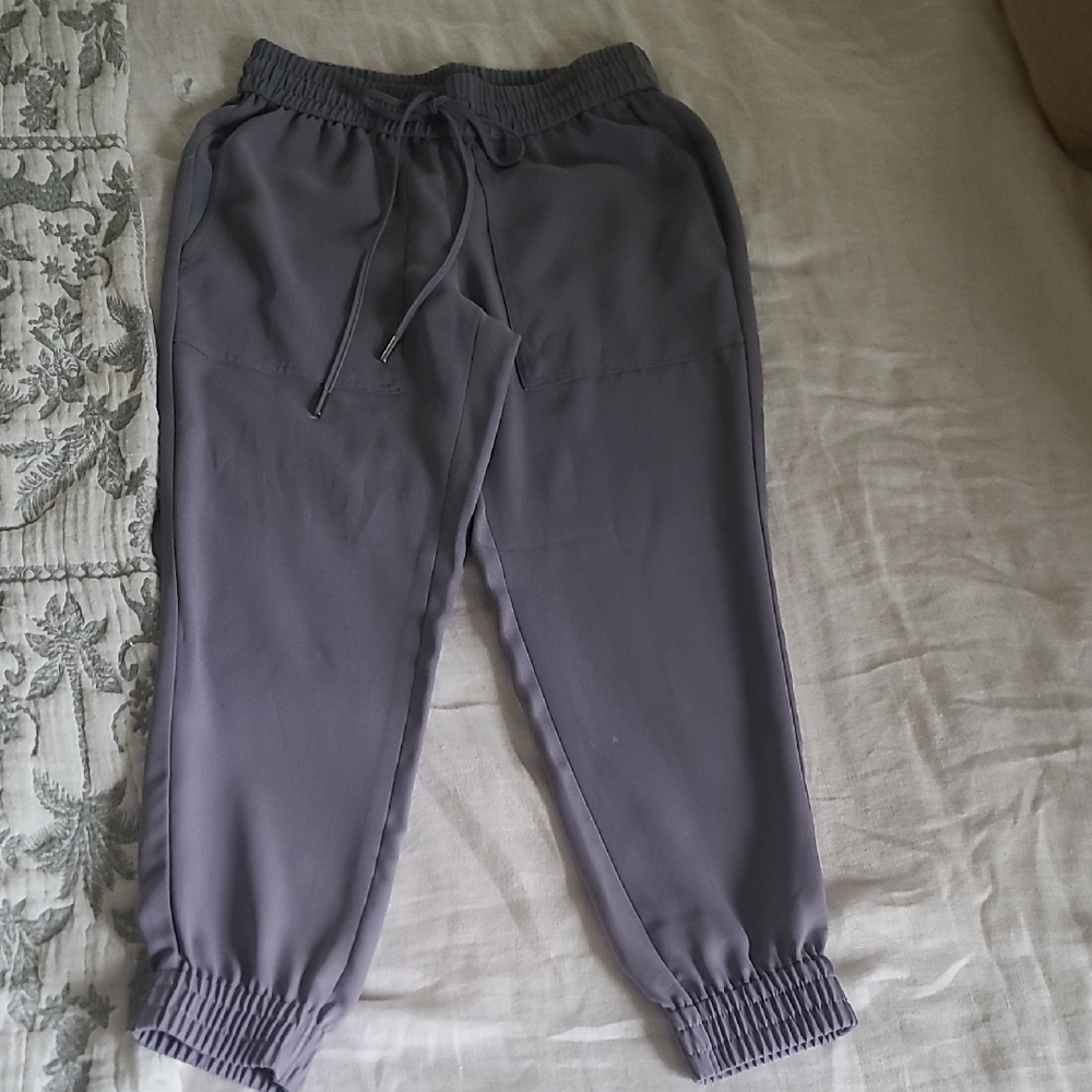 Ann Taylor Grey Elastic Waist Chiffon Joggers